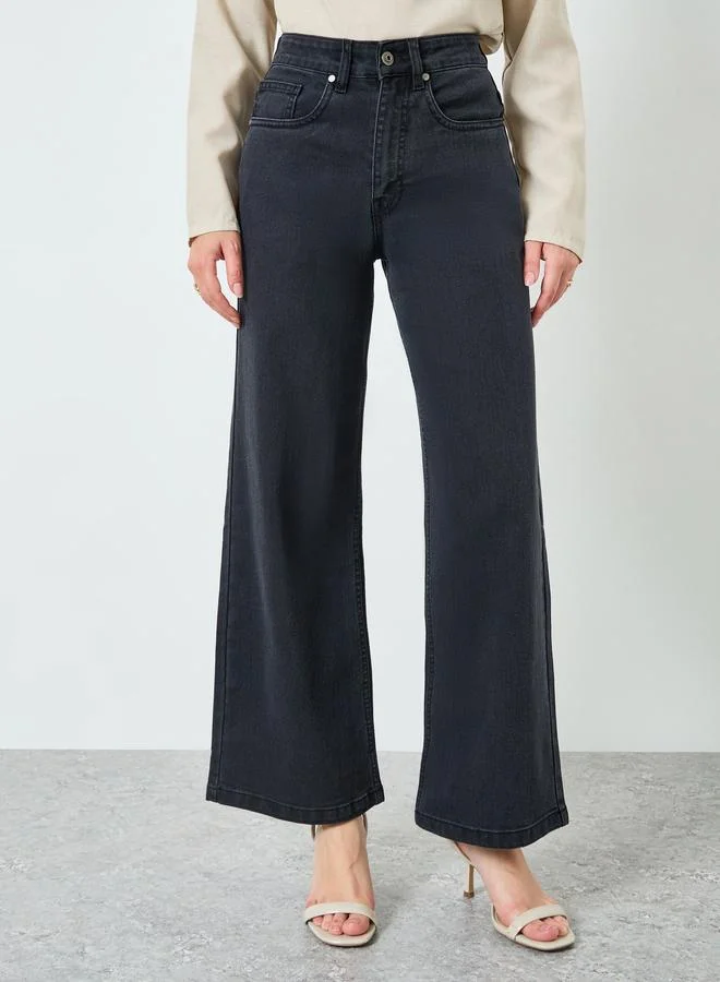 Women Black Wide Leg Jeans